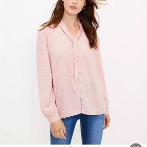 Loft Clip Bow Blouse in Dusty Peach